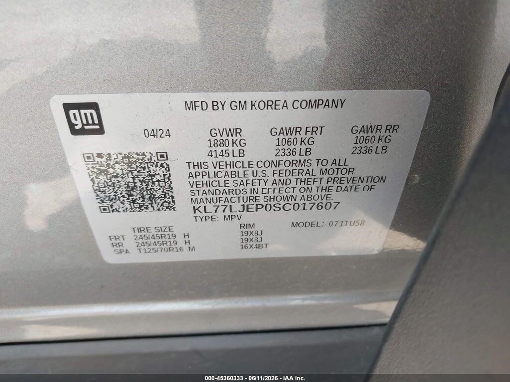 KL77LJEP0SC017607 2025 CHEVROLET TRAX photo no. 9