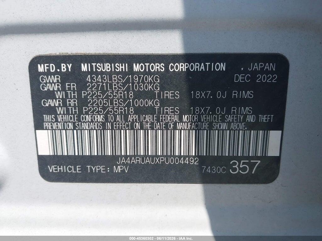 JA4ARUAUXPU004492 2023 MITSUBISHI OUTLANDER SPORT photo no. 9