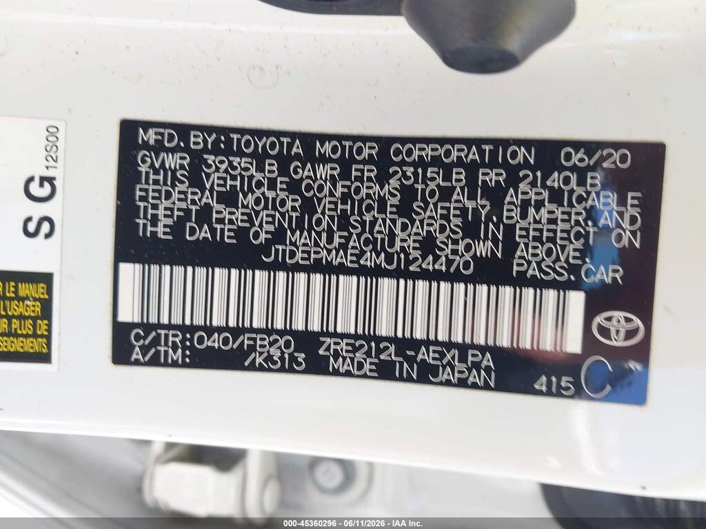 JTDEPMAE4MJ112447 2021 TOYOTA COROLLA photo no. 9