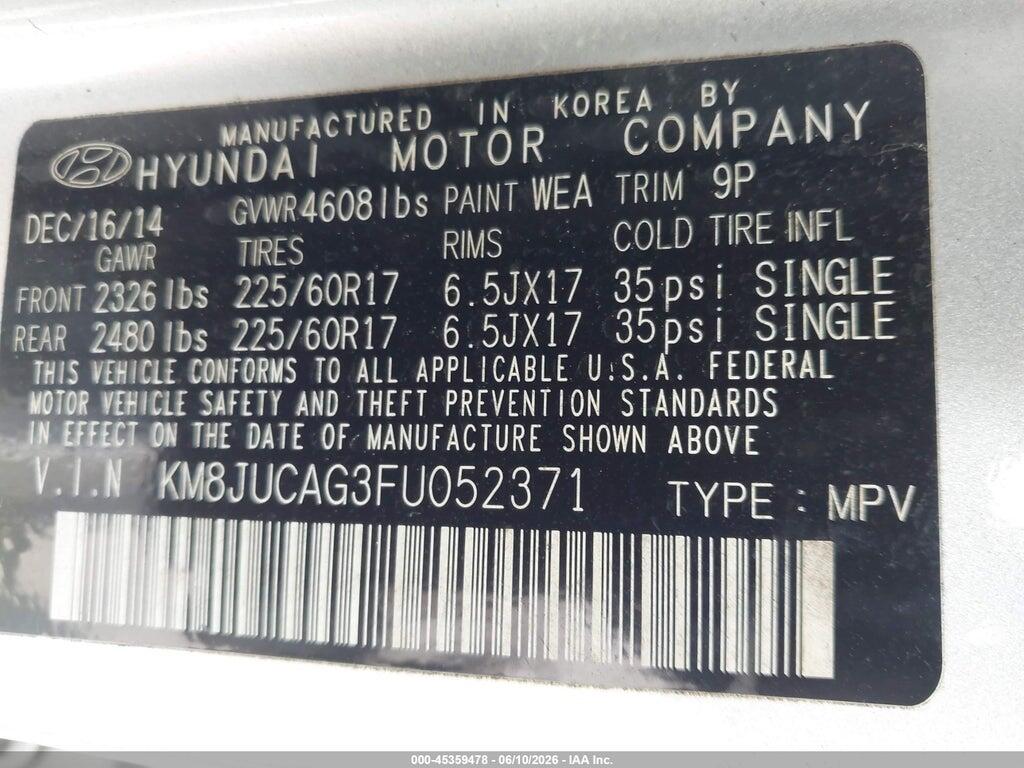 KM8JUCAG3FU052371 2015 HYUNDAI TUCSON photo no. 9