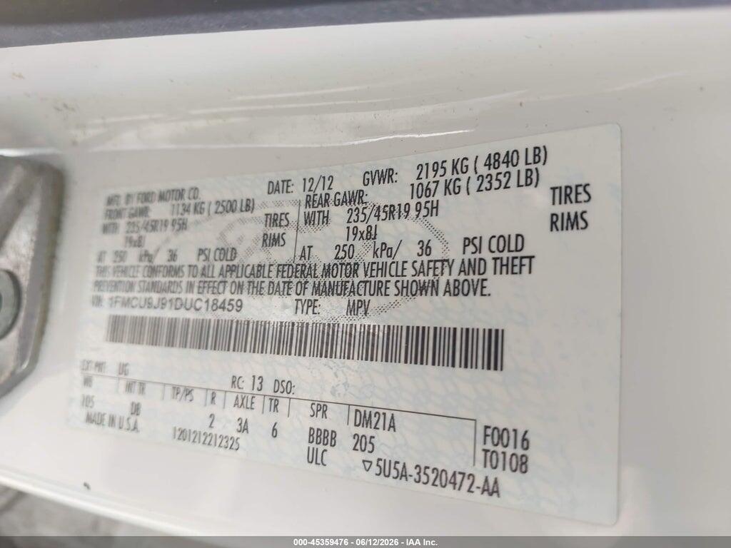 1FMCU9J91DUC18459 2013 FORD ESCAPE photo no. 9