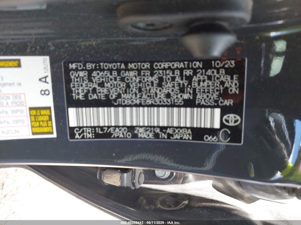 JTDBCMFE8R3033155 2024 TOYOTA COROLLA photo no. 9