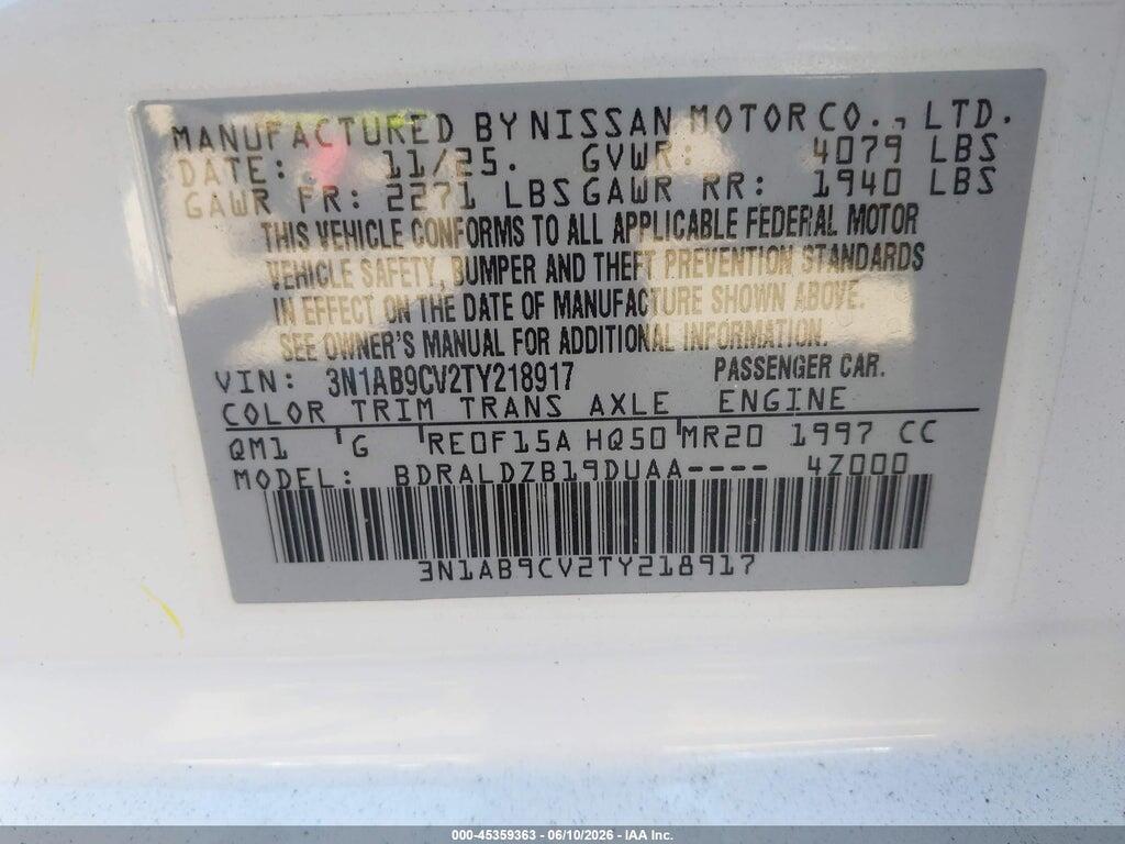 3N1AB9CV2TY218917 2026 NISSAN SENTRA photo no. 9