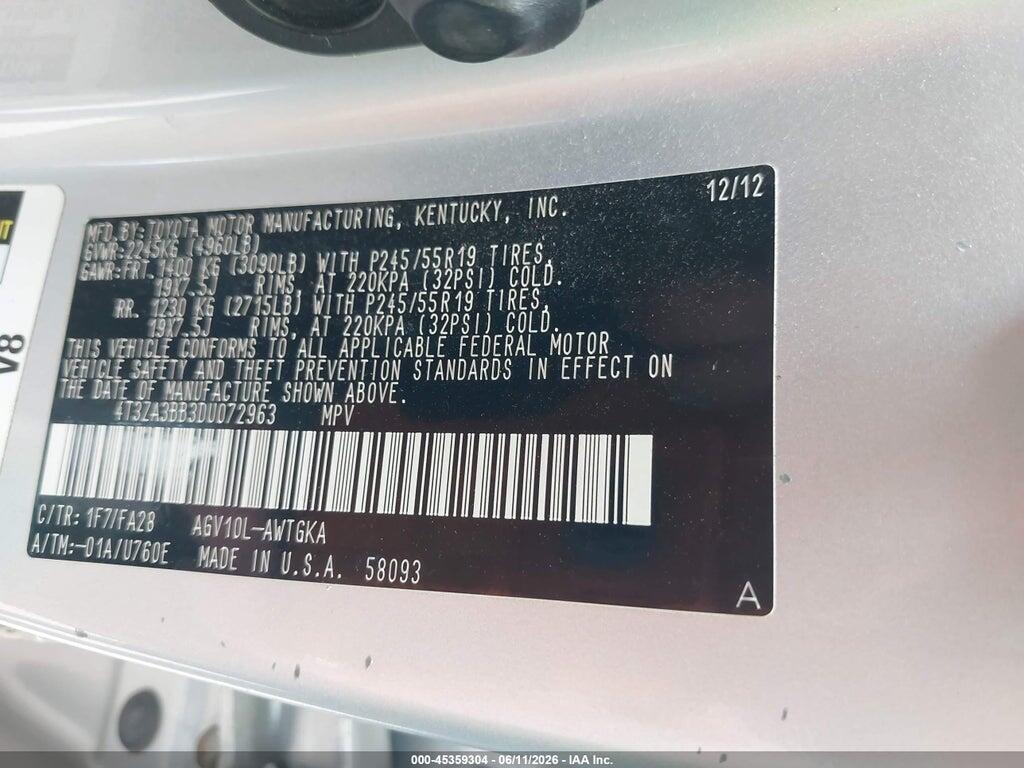 4T3ZA3BB3DU072963 2013 TOYOTA VENZA photo no. 9