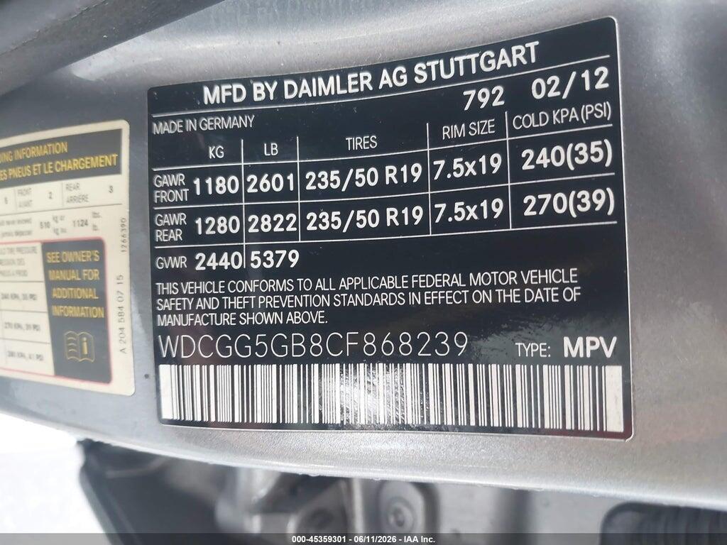 WDCGG5GB8CF868239 2012 MERCEDES-BENZ GLK 350 photo no. 9