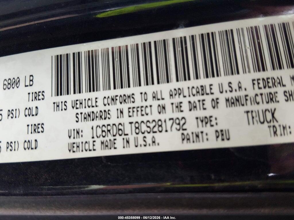 1C6RD6LT8CS281792 2012 RAM 1500 photo no. 9