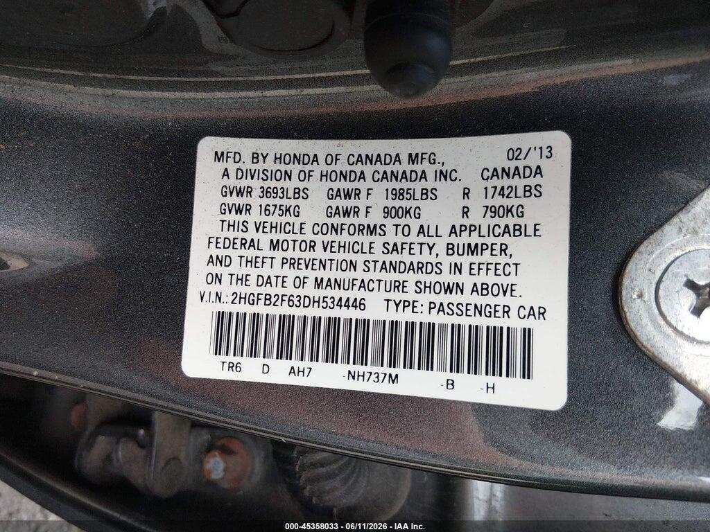 2HGFB2F63DH534446 2013 HONDA CIVIC photo no. 9