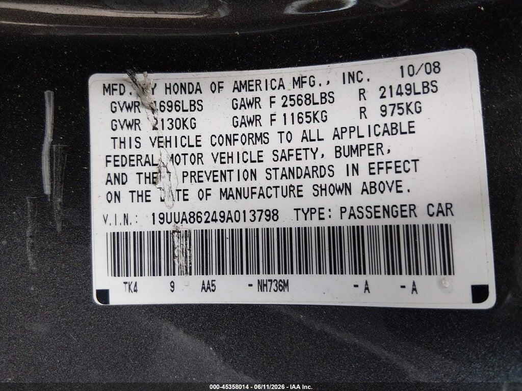 19UUA86249A013798 2009 ACURA TL photo no. 9