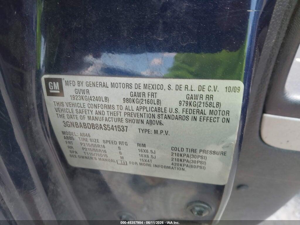 3GNBABDB8AS541537 2010 CHEVROLET HHR photo no. 9