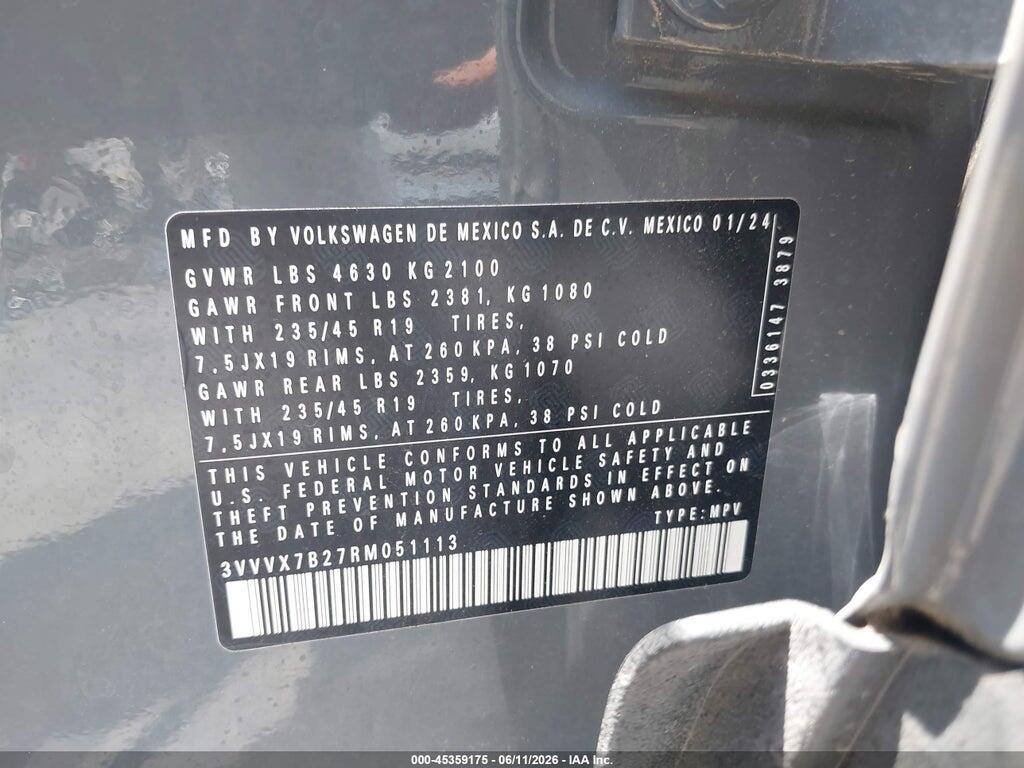 3VVVX7B27RM051113 2024 VOLKSWAGEN TAOS photo no. 9