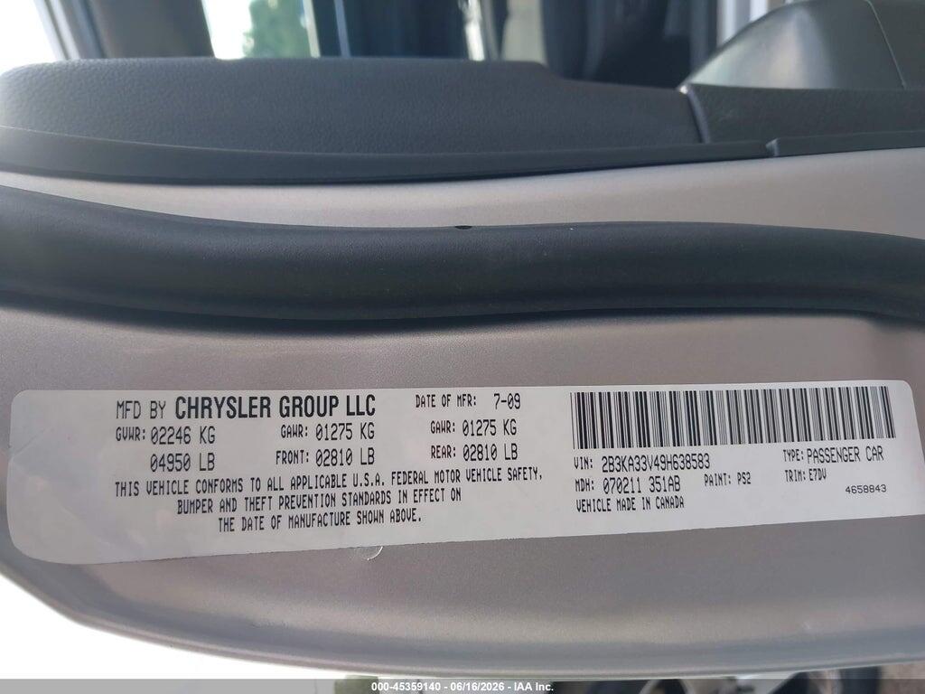 2B3KA33V49H638583 2009 DODGE CHARGER photo no. 9