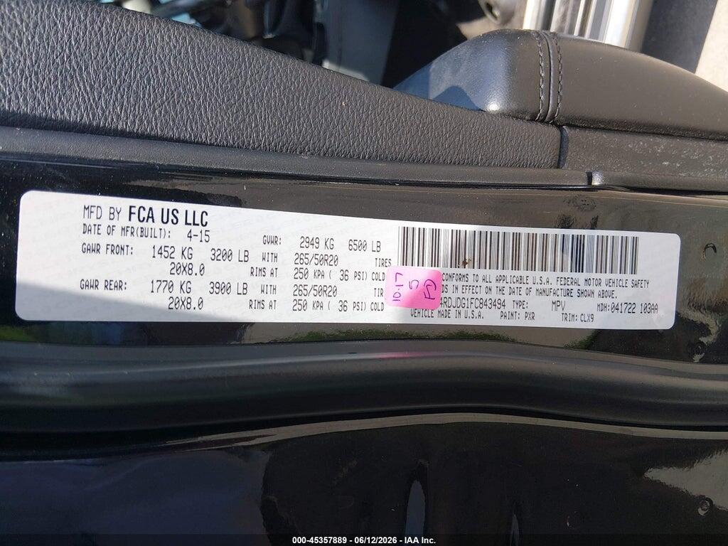 1C4RDJDG1FC843494 2015 DODGE DURANGO photo no. 9