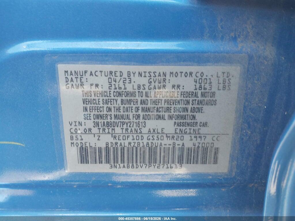 3N1AB8DV7PY271613 2023 NISSAN SENTRA photo no. 9
