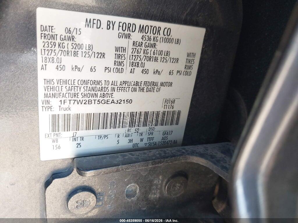 1FT7W2BT5GEA32150 2016 FORD F-250 photo no. 9