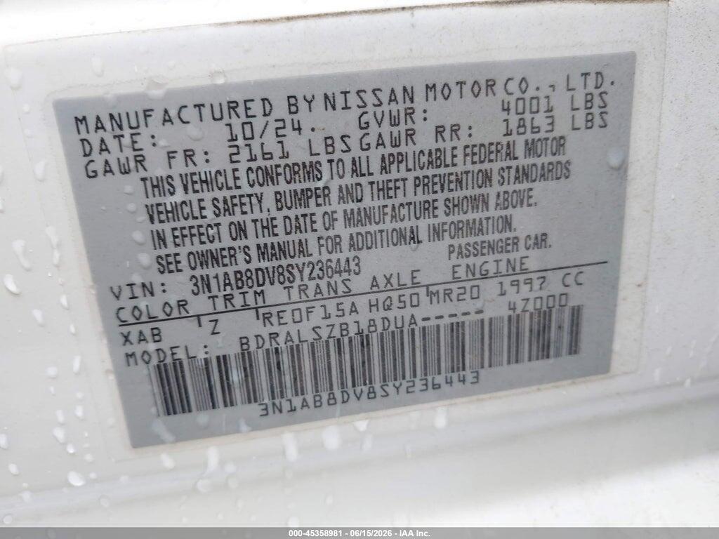 3N1AB8DV8SY236443 2025 NISSAN SENTRA photo no. 9