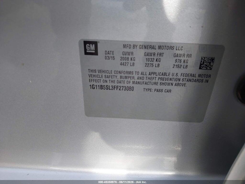 1G11B5SL3FF273080 2015 CHEVROLET MALIBU photo no. 9
