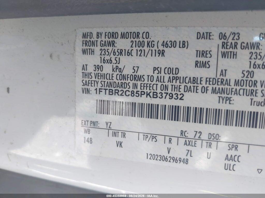 1FTBR2C85PKB37932 2023 FORD TRANSIT-250 photo no. 9