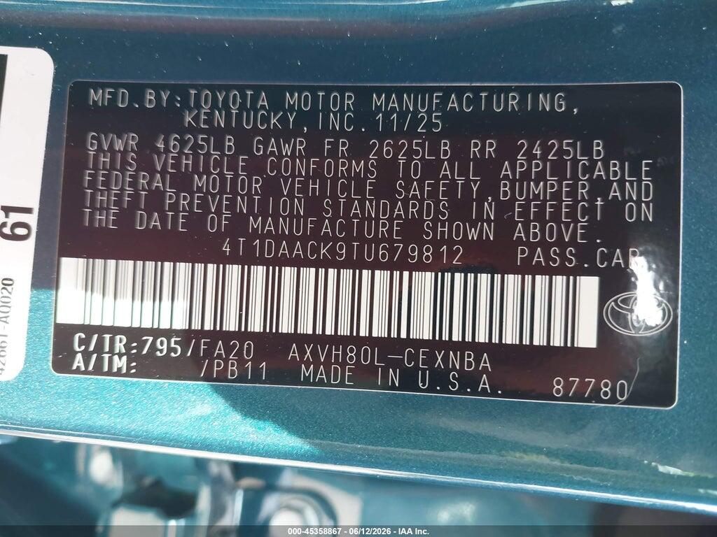 4T1DAACK9TU679812 2026 TOYOTA CAMRY photo no. 9