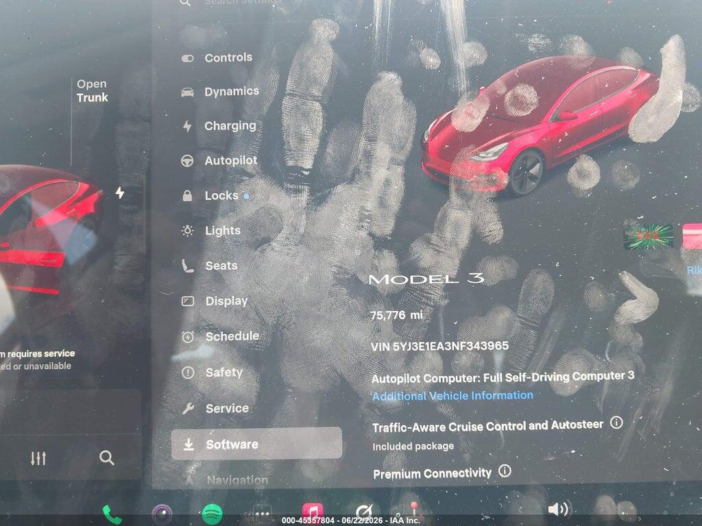 5YJ3E1EA3NF343965 2022 TESLA MODEL 3 photo no. 7