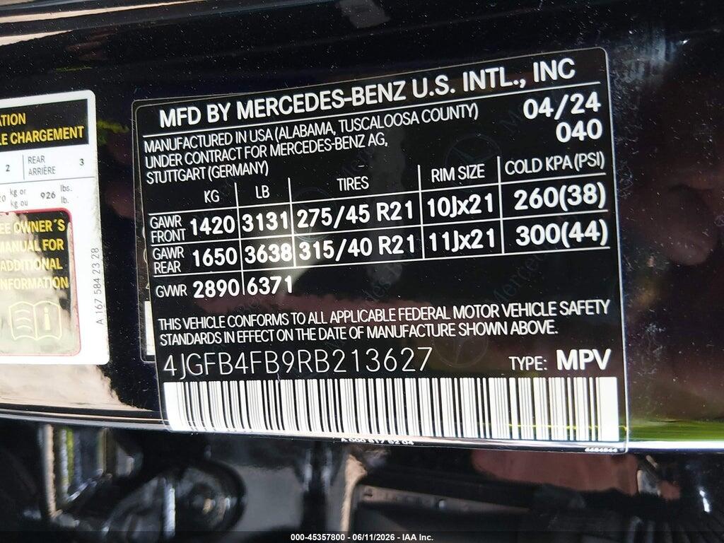 4JGFB4FB9RB213627 2024 MERCEDES-BENZ GLE 350 photo no. 9