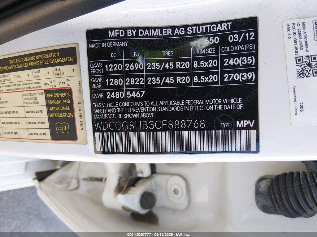 WDCGG8HB3CF888768 2012 MERCEDES-BENZ GLK 350 photo no. 9