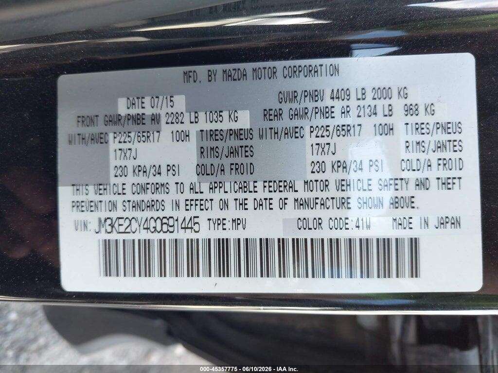 JM3KE2CY4G0691445 2016 MAZDA CX-5 photo no. 9