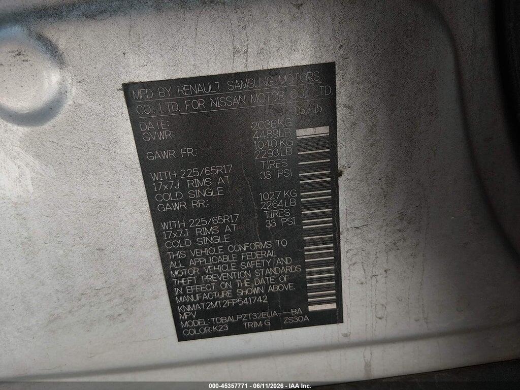 KNMAT2MT2FP541742 2015 NISSAN ROGUE photo no. 9