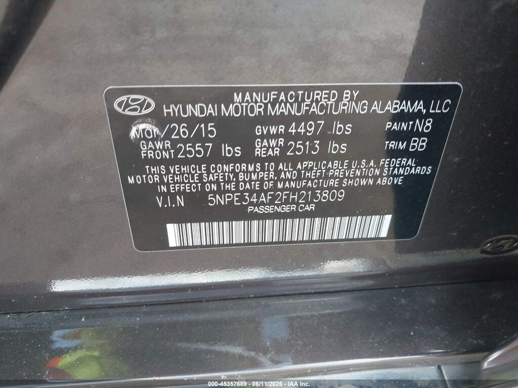 5NPE34AF2FH213809 2015 HYUNDAI SONATA photo no. 9