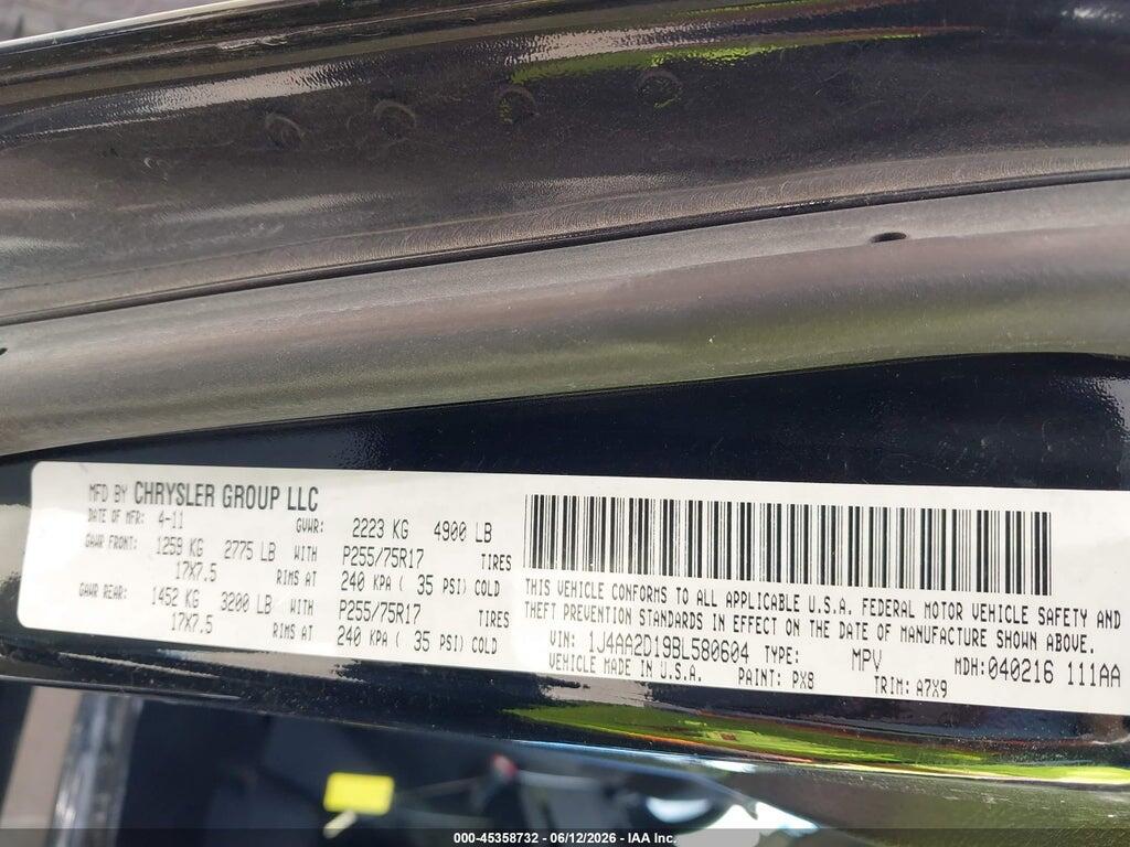 1J4AA2D19BL580604 2011 JEEP WRANGLER photo no. 9