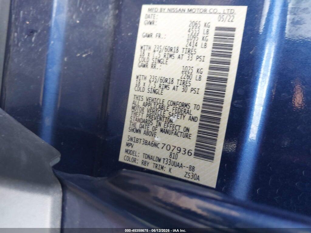 5N1BT3BA6NC707936 2022 NISSAN ROGUE photo no. 9