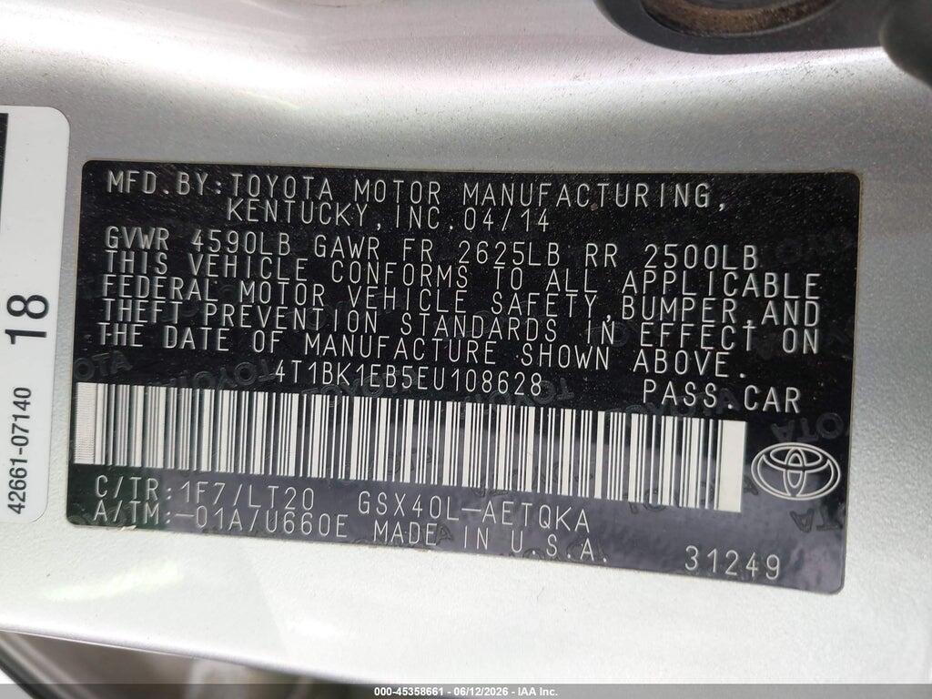 4T1BK1EB5EU108628 2014 TOYOTA AVALON photo no. 9