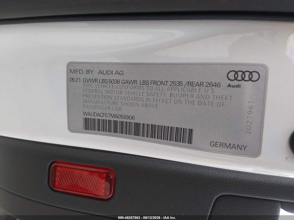 WAUDACF57MA056906 2021 AUDI A5 SPORTBACK photo no. 9