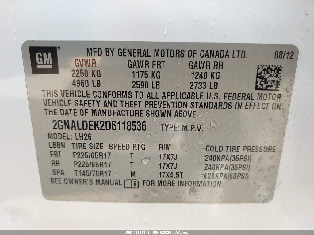 2GNALDEK2D6118536 2013 CHEVROLET EQUINOX photo no. 9