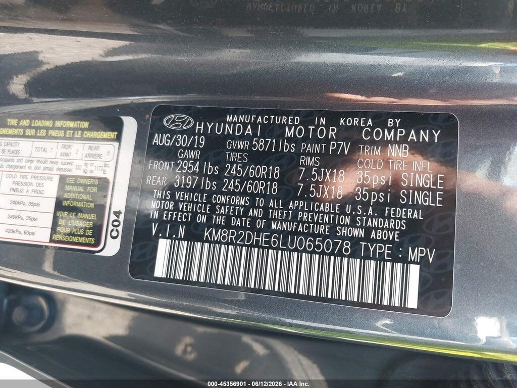 KM8R2DHE6LU065078 2020 HYUNDAI PALISADE photo no. 9