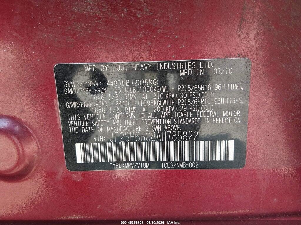 JF2SH6BC8AH785822 2010 SUBARU FORESTER photo no. 8
