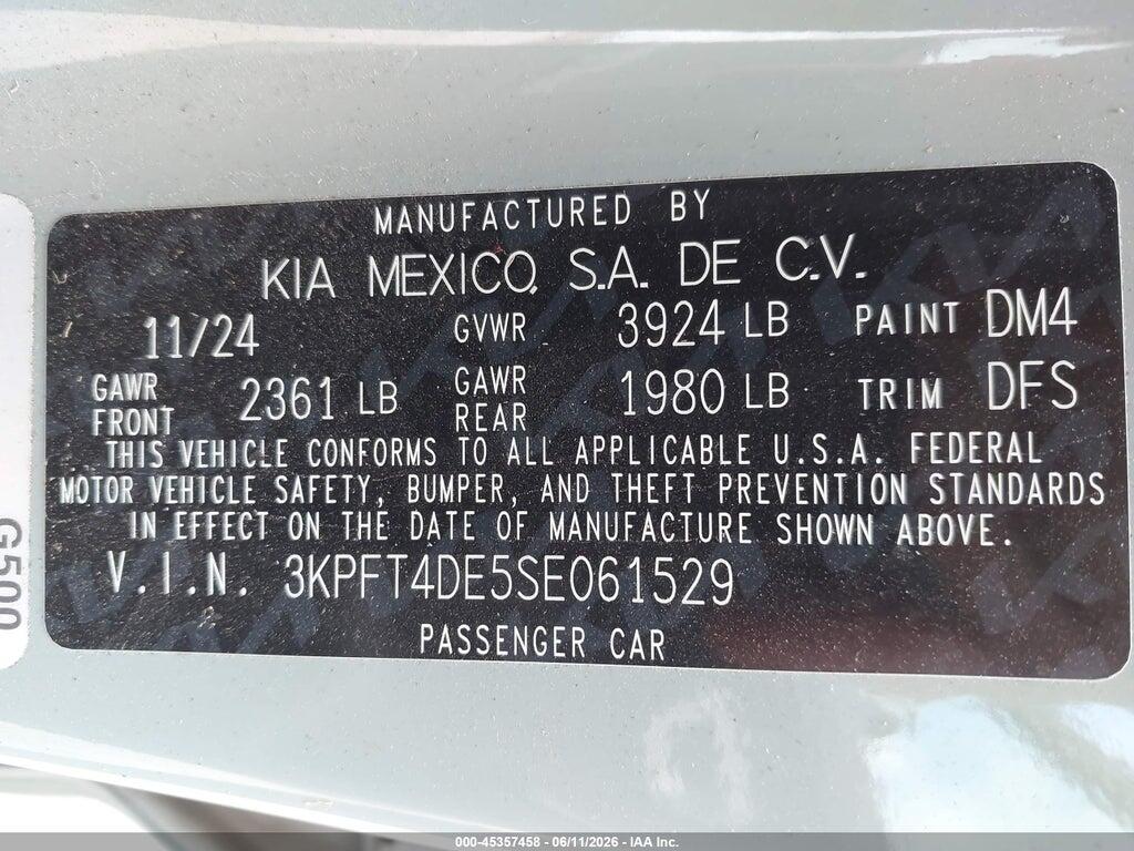 3KPFT4DE5SE061529 2025 KIA K4 photo no. 9
