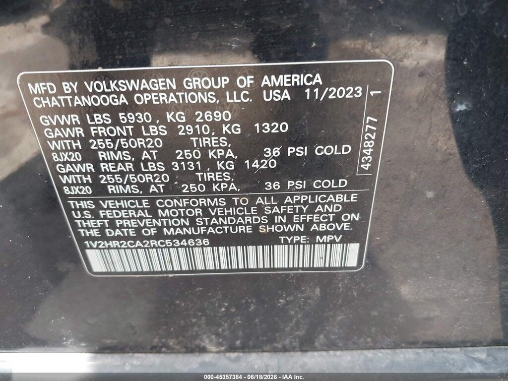 1V2HR2CA2RC534636 2024 VOLKSWAGEN ATLAS photo no. 9