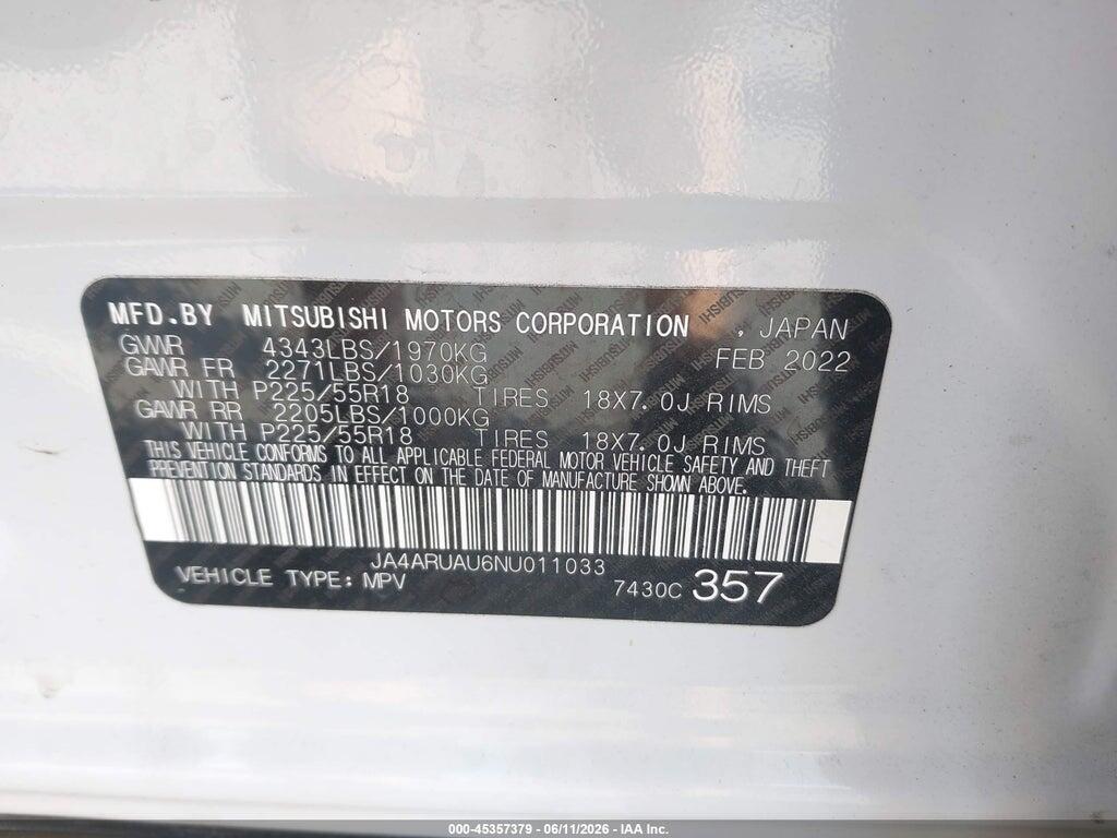 JA4ARUAU6NU011033 2022 MITSUBISHI OUTLANDER SPORT photo no. 9