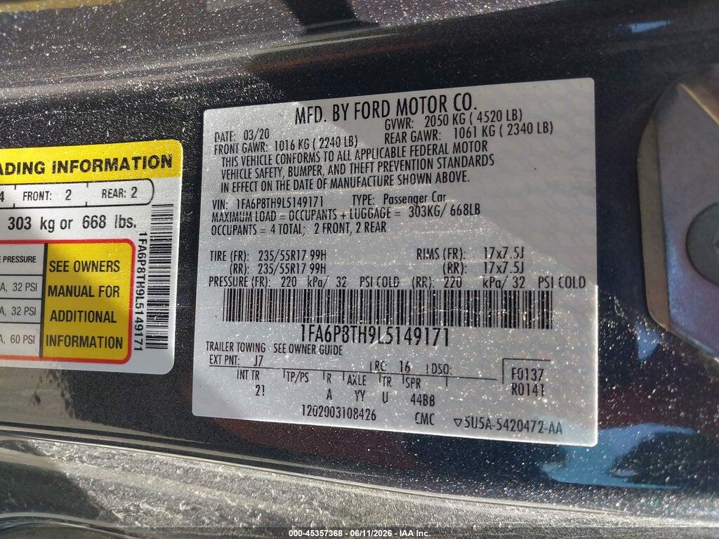 1FA6P8TH9L5149171 2020 FORD MUSTANG photo no. 9