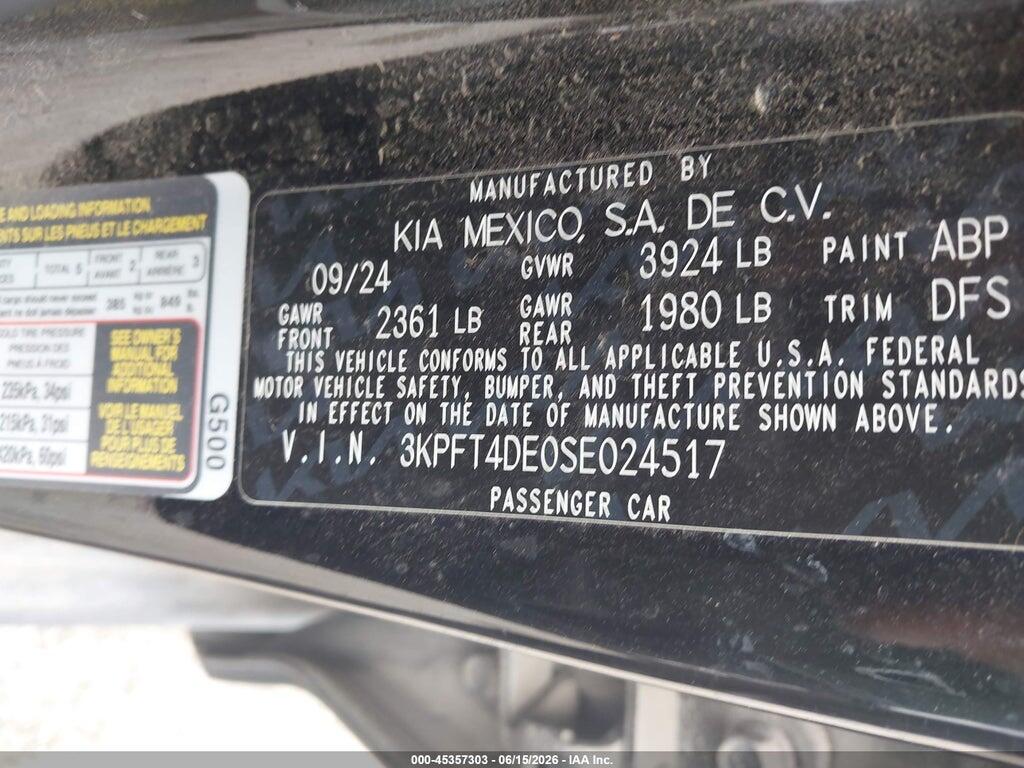 3KPFT4DE0SE024517 2025 KIA K4 photo no. 9