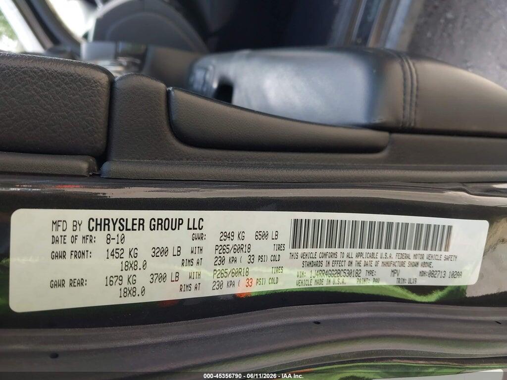 1J4RR4GG2BC530182 2011 JEEP GRAND CHEROKEE photo no. 9