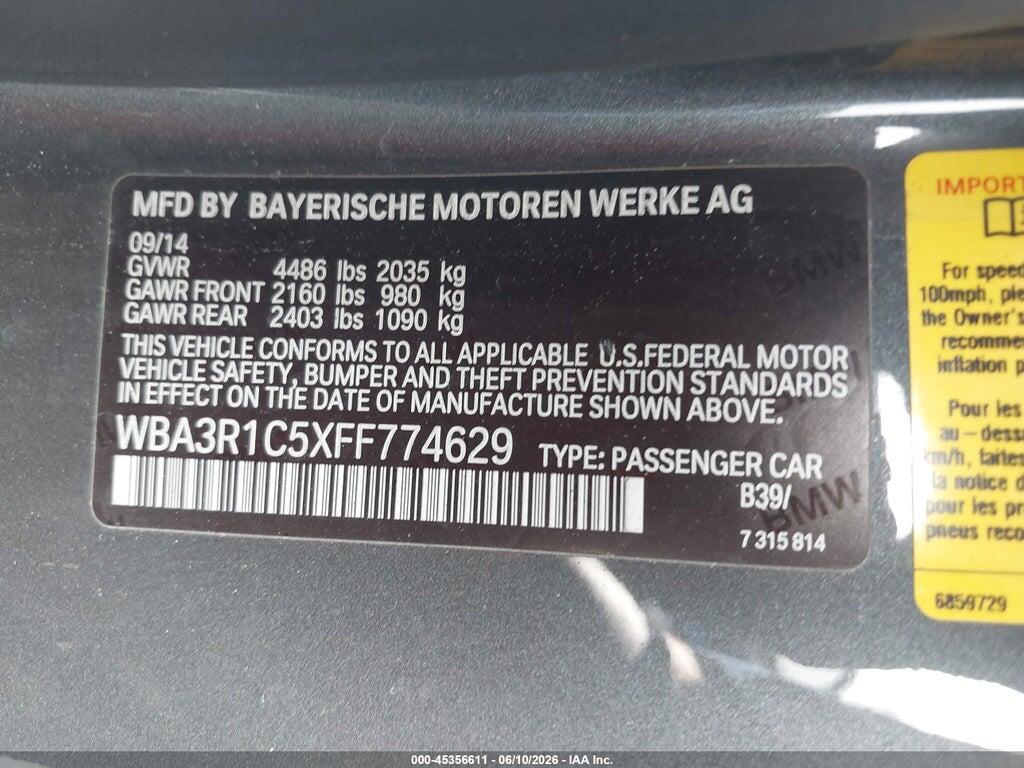 WBA3R1C5XFF774629 2015 BMW 435I photo no. 9