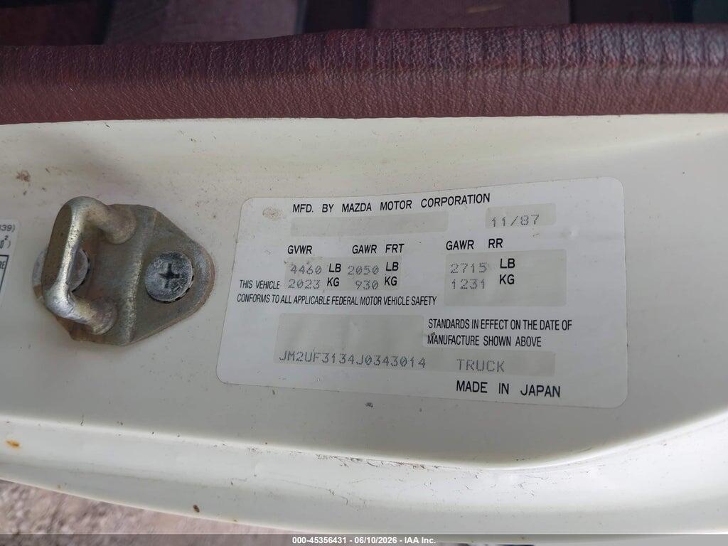 JM2UF3134J0343014 1988 MAZDA B2200 photo no. 9