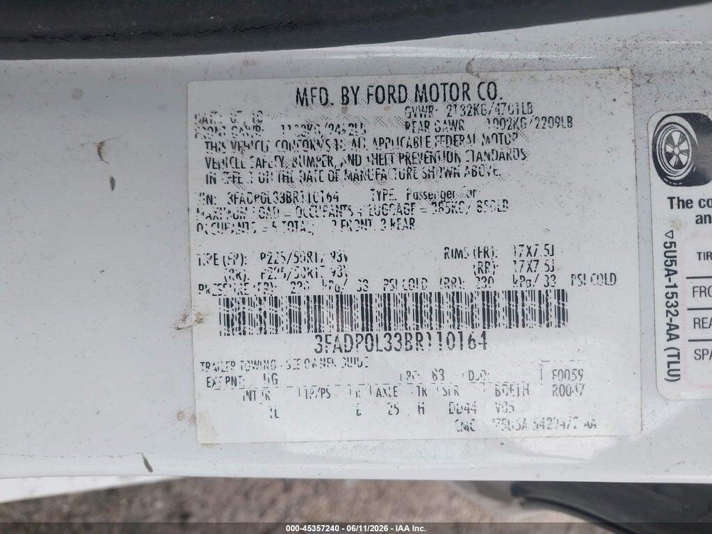 3FADP0L33BR110164 2011 FORD FUSION HYBRID photo no. 9