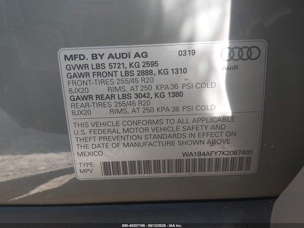 WA1B4AFY7K2087400 2019 AUDI SQ5 photo no. 9