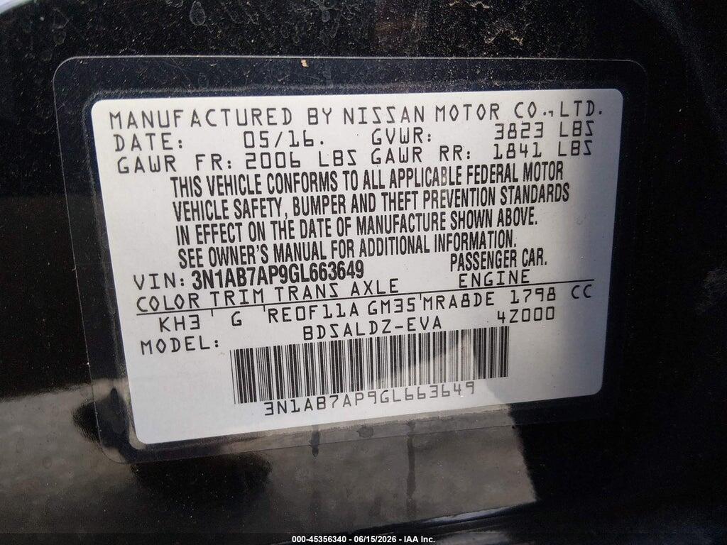 3N1AB7AP9GL663649 2016 NISSAN SENTRA photo no. 9