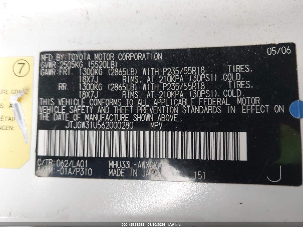 JTJGW31U562000280 2006 LEXUS RX 400H photo no. 9