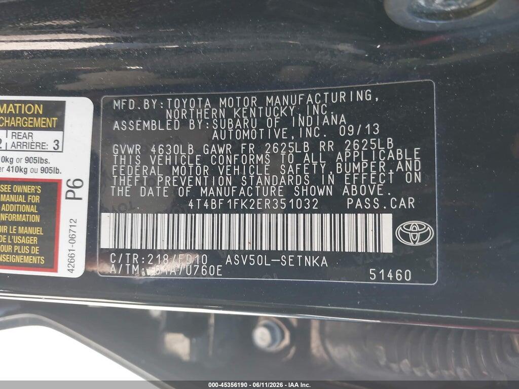 4T4BF1FK2ER351032 2014 TOYOTA CAMRY photo no. 9