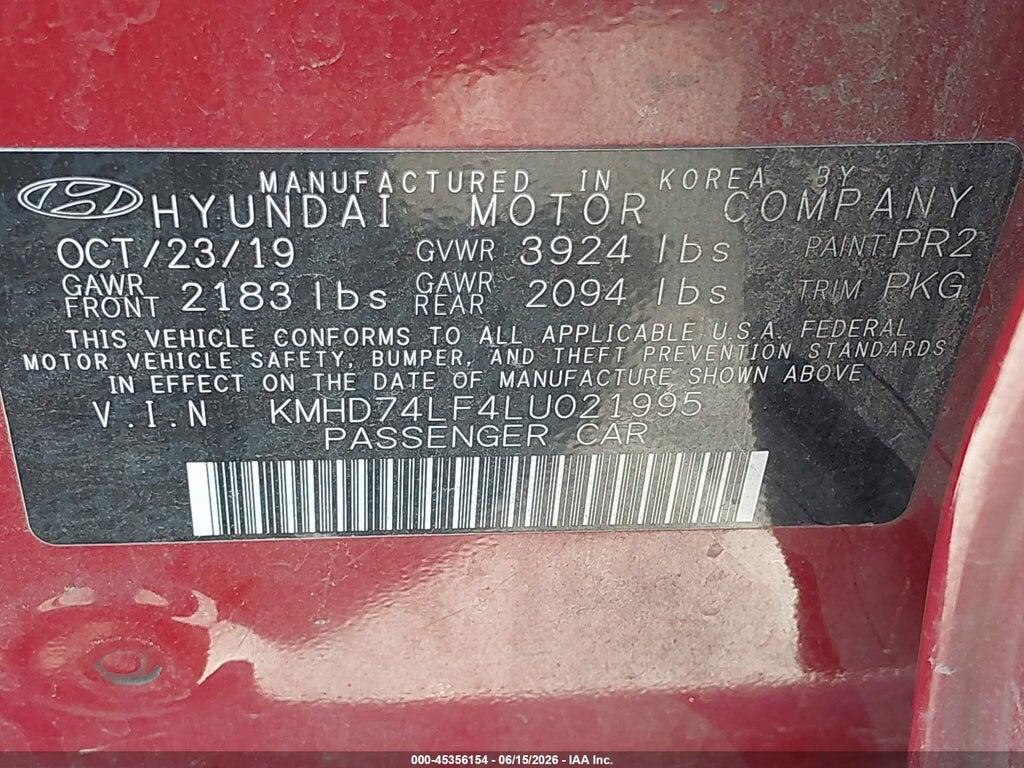 KMHD74LF4LU021995 2020 HYUNDAI ELANTRA photo no. 9