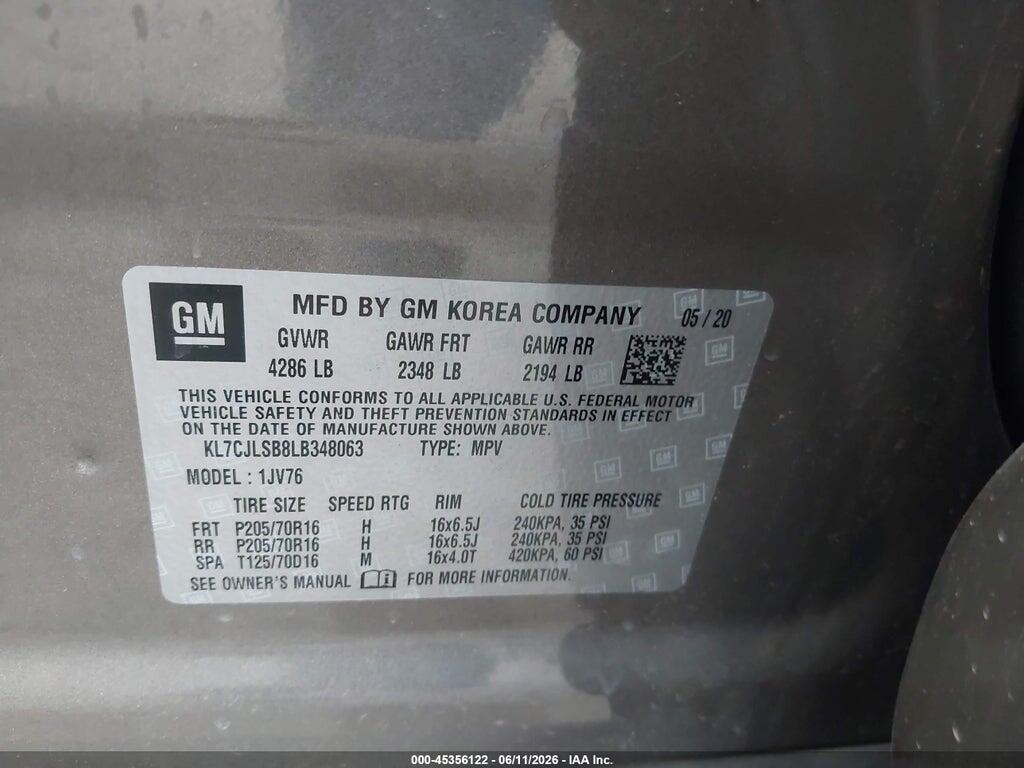 KL7CJLSB8LB348063 2020 CHEVROLET TRAX photo no. 9